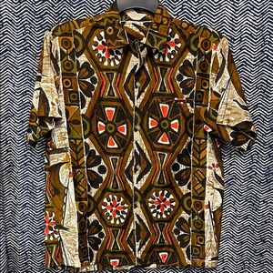 Men's Tribal Pattern Shirt - Brown and Black